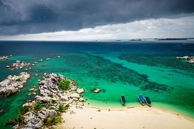 Scenic view of sea against cloudy sky