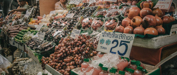 Food for sale at market stall