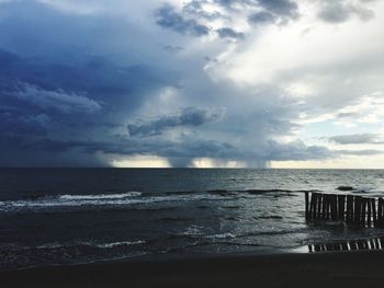 Scenic view of beach against sky
