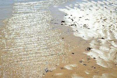 High angle view of sandy beach