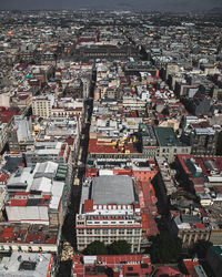 High angle view of buildings in city