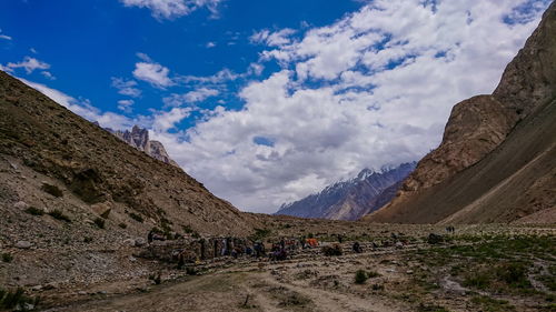 Landscape of karakorum mountain in summer, khuspang camp, k2 laila peak and gondogoro glacier