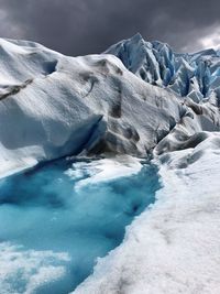 Scenic view of frozen lake against sky