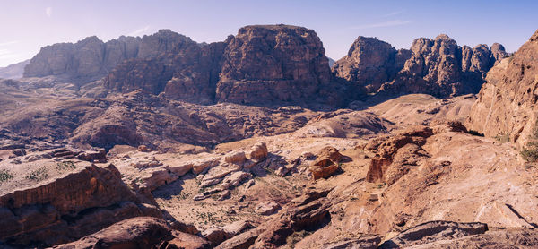 Scenic view of rocky mountains against sky