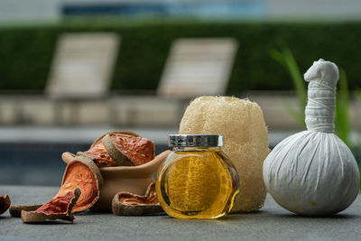 Close-up of food on table