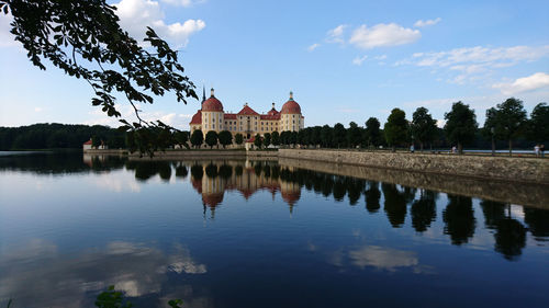 Reflection of building in lake