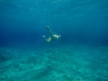 Full length of woman swimming undersea