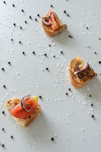 High angle view of dessert in plate on table