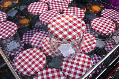 Close-up of red objects on table