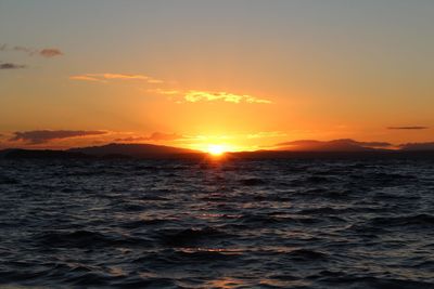 Scenic view of sea against sky during sunset