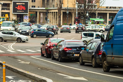 Traffic on road in city