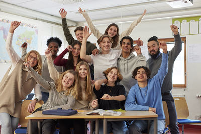 Portrait of students and teachers in class