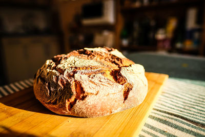 Close-up of bread on table