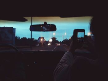 Silhouette of people at sunset