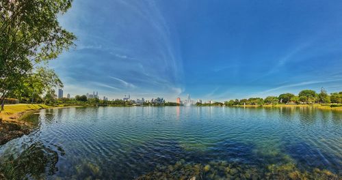 Scenic view of lake against sky