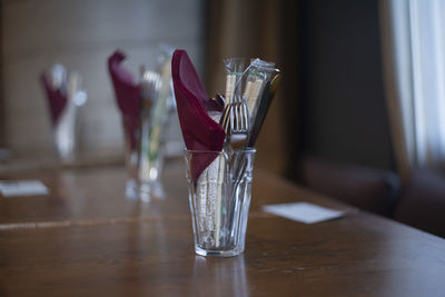 Close-up of glass on table