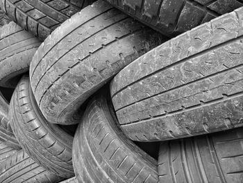 High angle view of abandoned tire