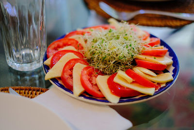 Close-up of food in plate on table