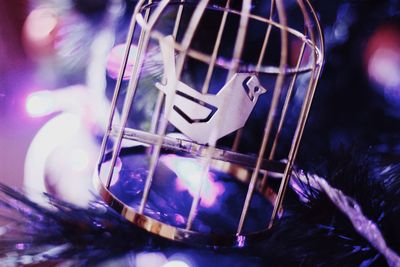 Close-up of guitar in cage