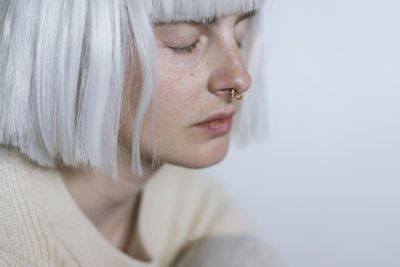 Close-up portrait of a young woman