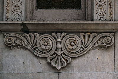 Close-up of ornate door in building