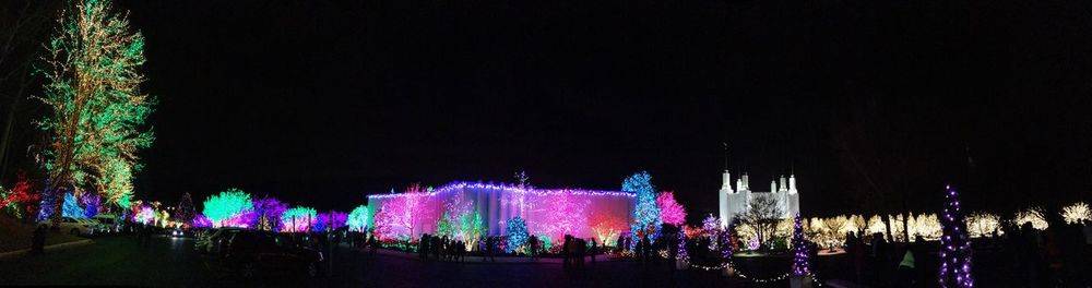 Illuminated christmas tree against sky at night