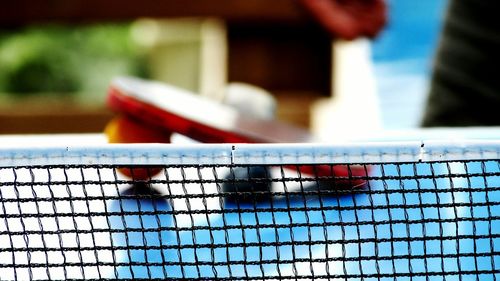 Close-up of cropped table tennis net