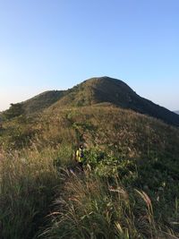 Scenic view of mountains against clear sky