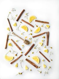 High angle view of cupcakes on white background