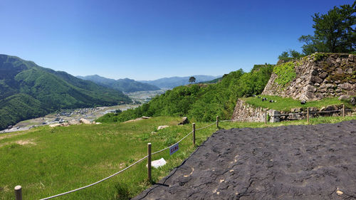 Scenic view of mountains against clear sky