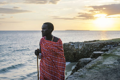 Maasai man on the beach