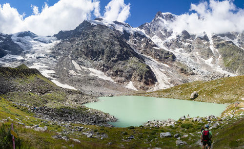 Alpine lake of locce in the dufourspitze area