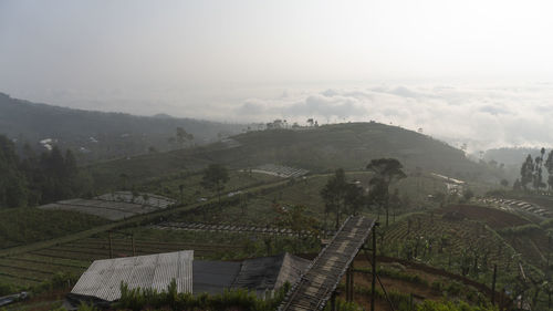 High angle view of landscape against sky