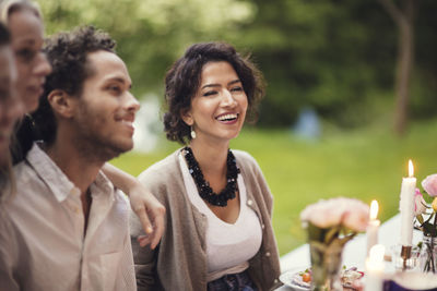 Happy friends enjoying at garden party