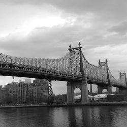 Low angle view of bridge against cloudy sky