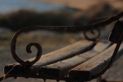 Close-up of a bench