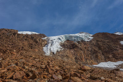 Glacier suspended above a rock drop, fontana glacier, alto adige, italy