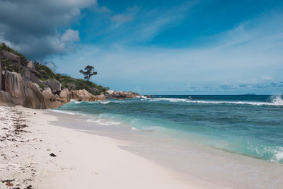 Scenic view of beach against sky