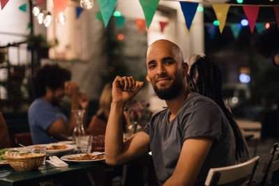 Portrait of people at restaurant