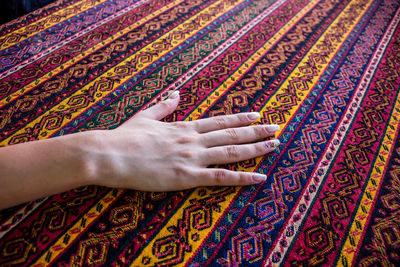 Low section of woman on rug