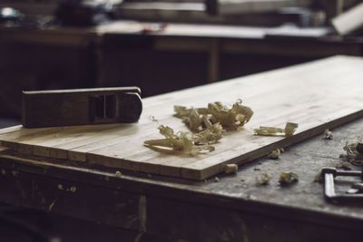 Close-up of food served on table at home