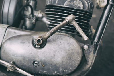 Close-up of old motorcycle engine