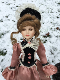 Portrait of girl in snow