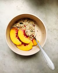 High angle view of breakfast in bowl