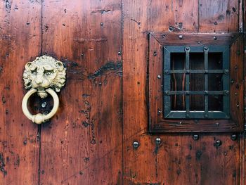 Closed door of old house