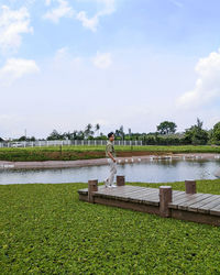 Scenic view of lake against sky