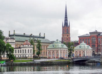 River amidst buildings against sky