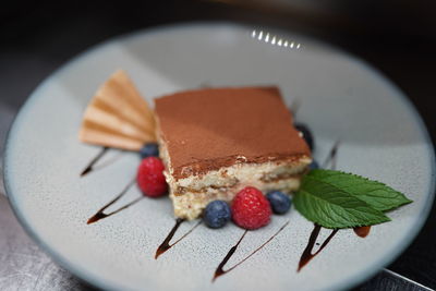 Close-up of cake in plate