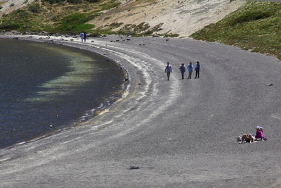 Tourists on footpath