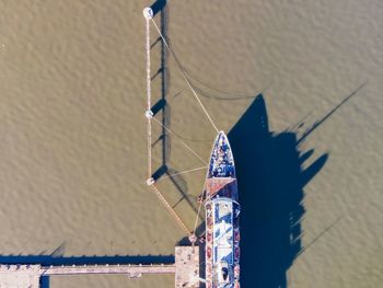 High angle view of sailboat against sea